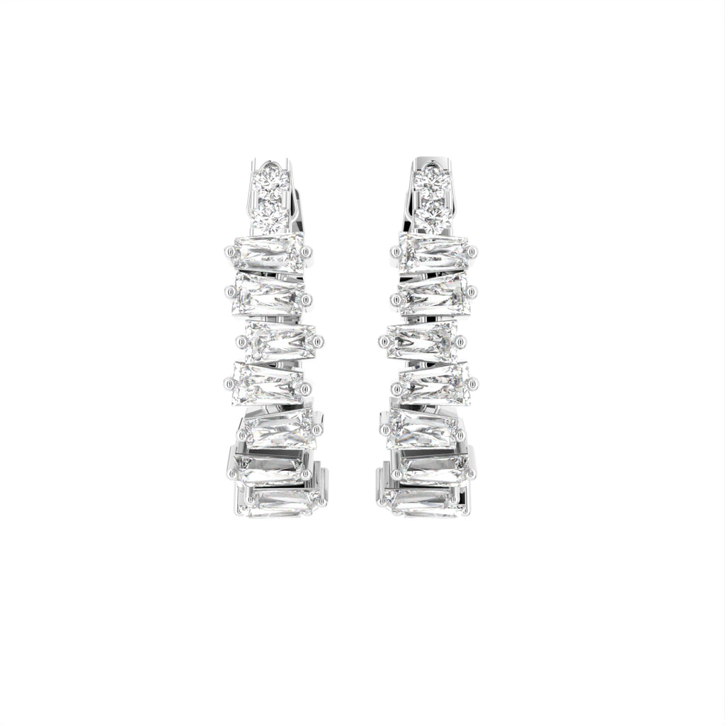 18K Baguette Diamond Hoop Earrings — TOP