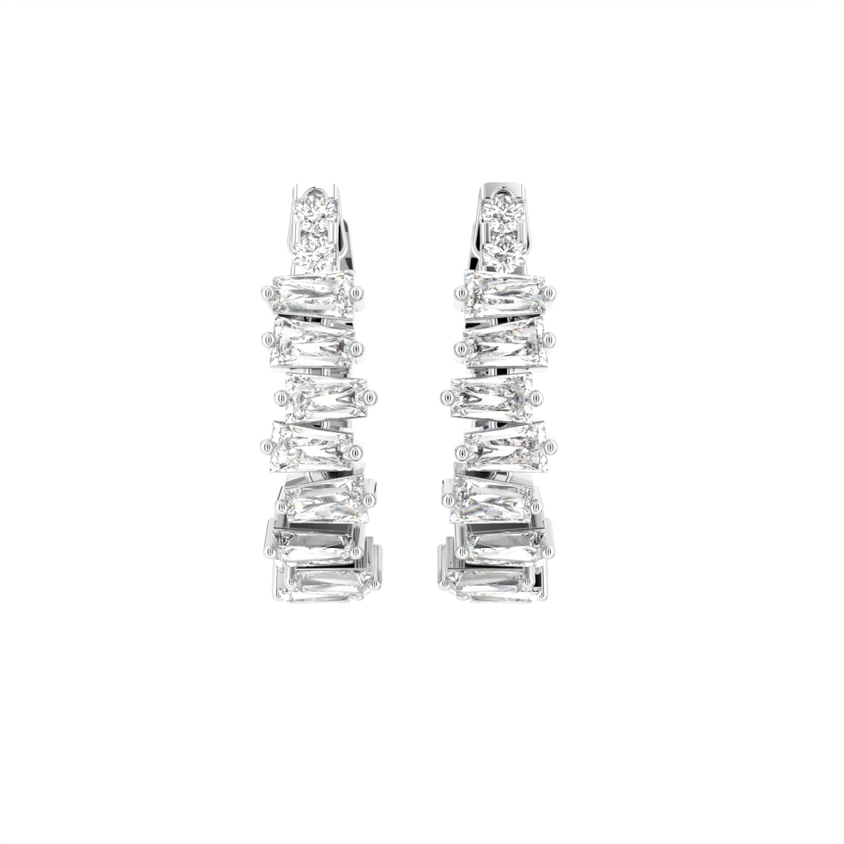 18K Baguette Diamond Hoop Earrings — TOP
