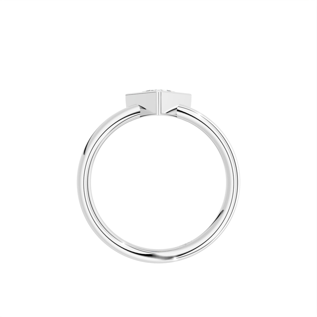 18K Solitaire Baguette Diamond Promise Ring — FRONT