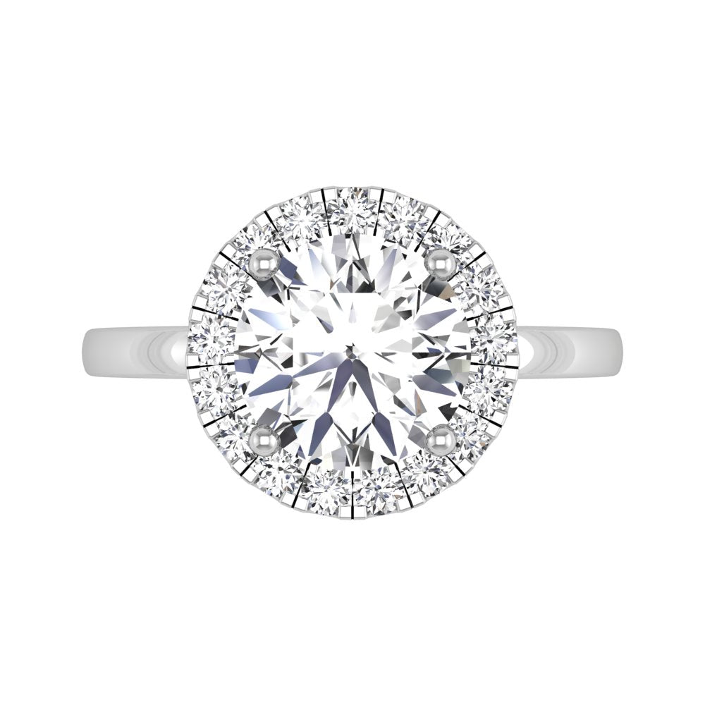 18K Halo Round Diamond Ring — TOP