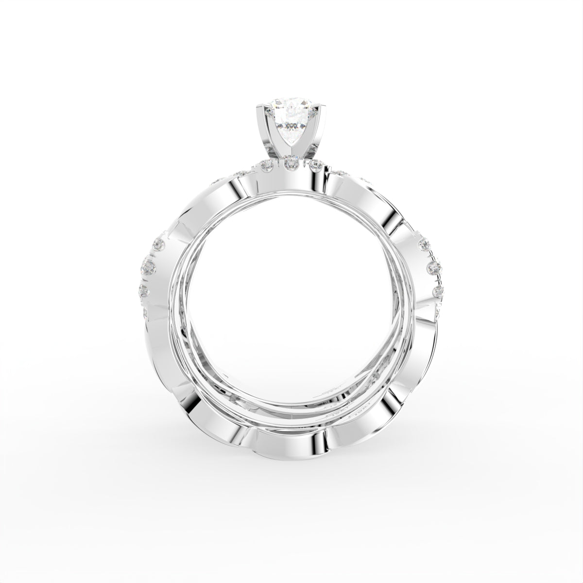 18K Bespoke Round Diamond Multi-Row Ring — FRONT