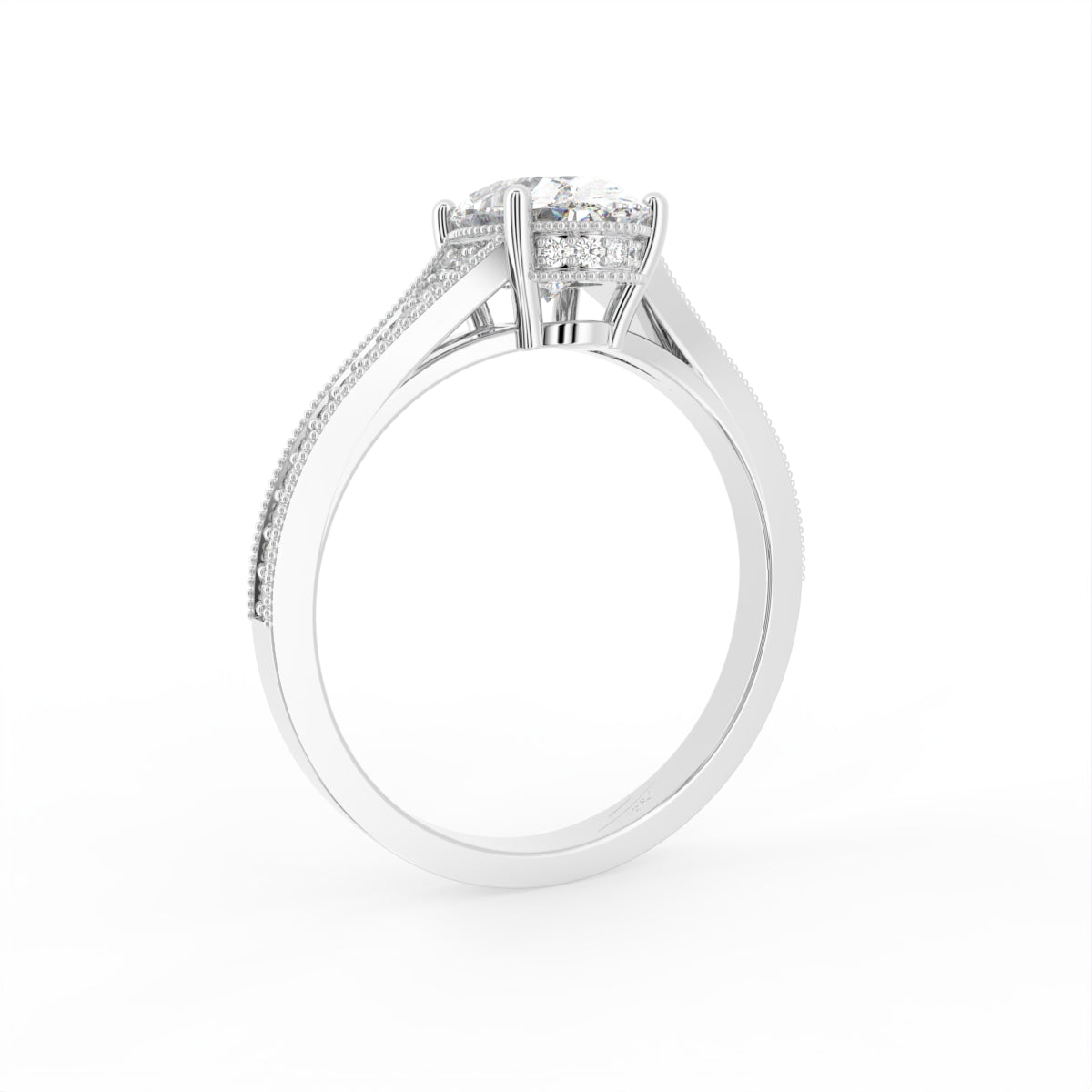 18K Solitaire Oval Diamond Engagement Ring — 3D VIEW