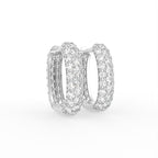 18K Pave Diamond Hoop Earrings — 3D VIEW