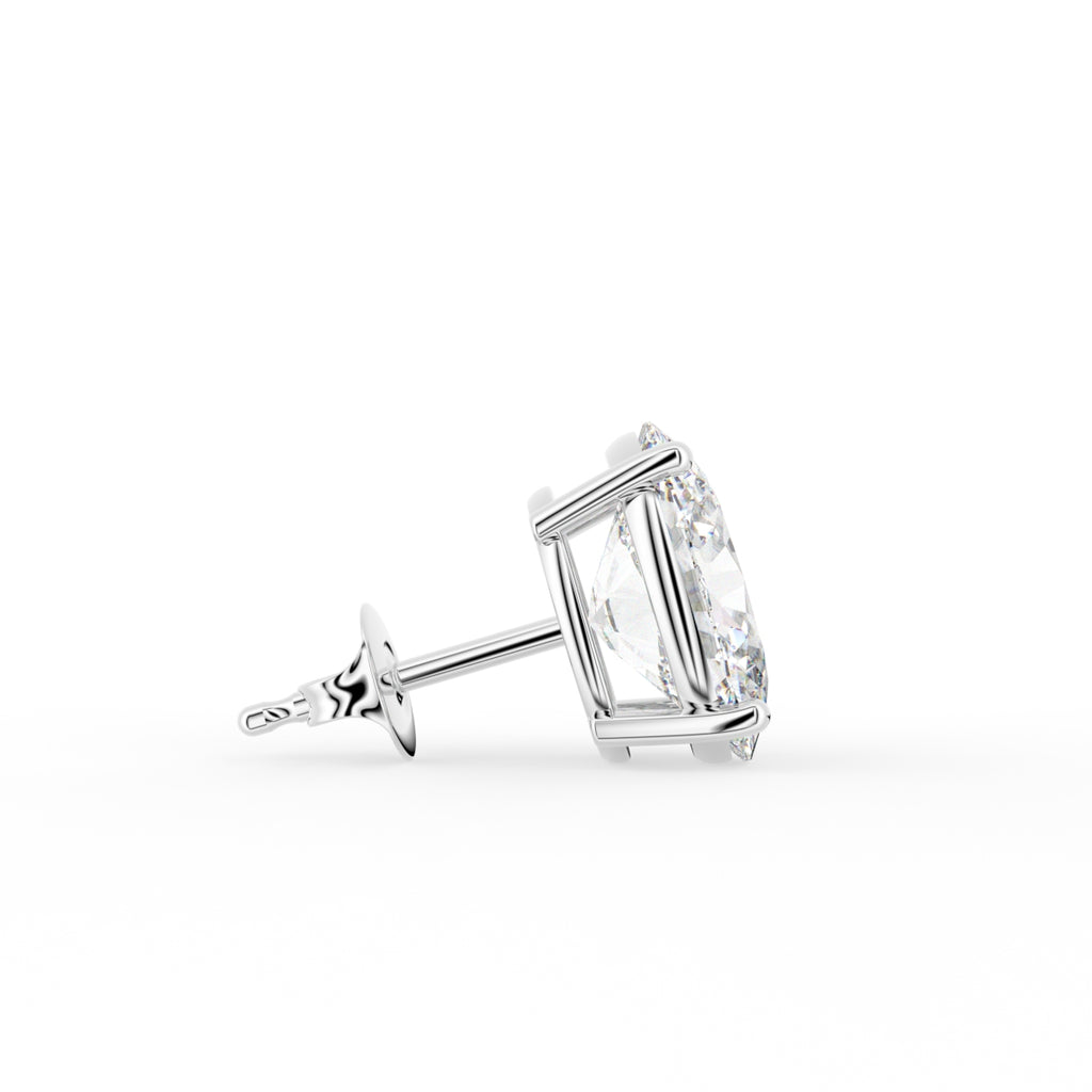 18K Oval Halo Diamond Earrings — SIDE VIEW