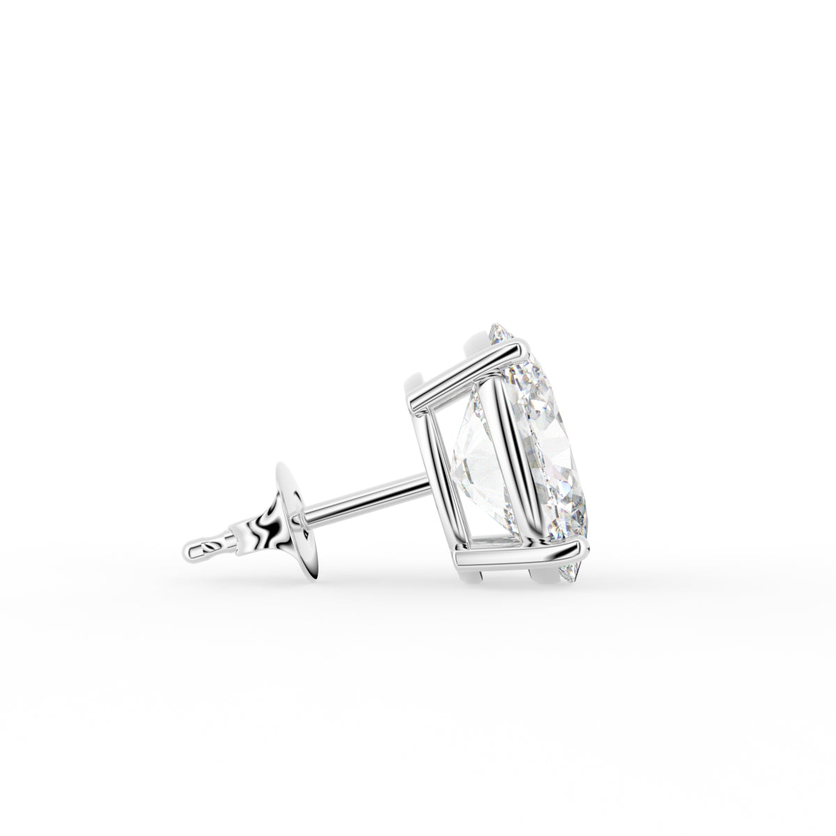 18K Oval Halo Diamond Earrings — SIDE VIEW