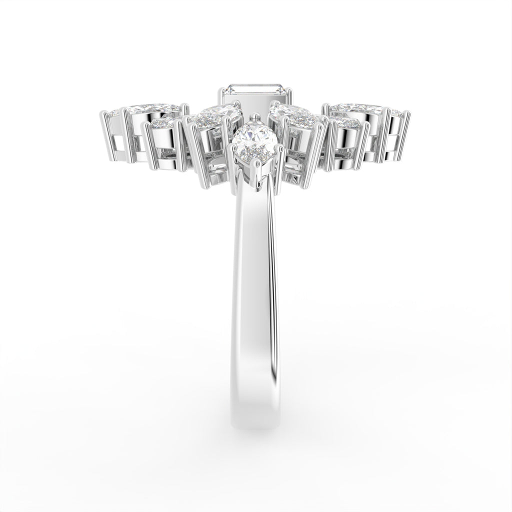 18K Floral Pear Diamond Ring — SIDE
