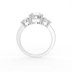 18K Trilogy Round Diamond Engagement Ring — SIDE