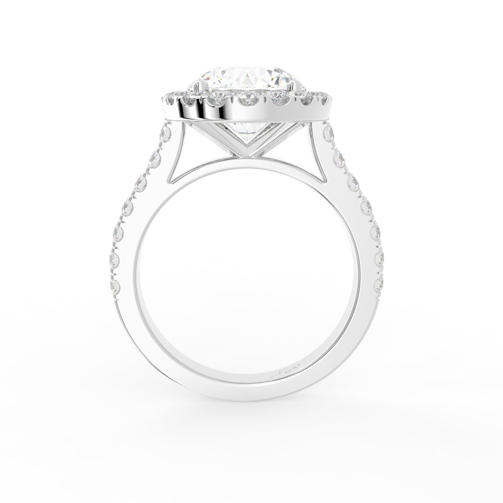 18K Halo Round Solitaire Diamond Ring — FRONT