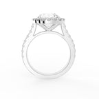 18K Halo Round Solitaire Diamond Ring — FRONT