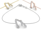 18K Rose Gold Alphabet Round Diamond Bracelet — 3 COLOR