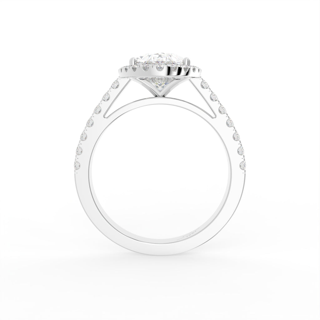 18K White Gold Halo Oval Diamond Engagement Ring — FRONT