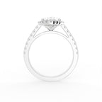18K White Gold Halo Oval Diamond Engagement Ring — FRONT