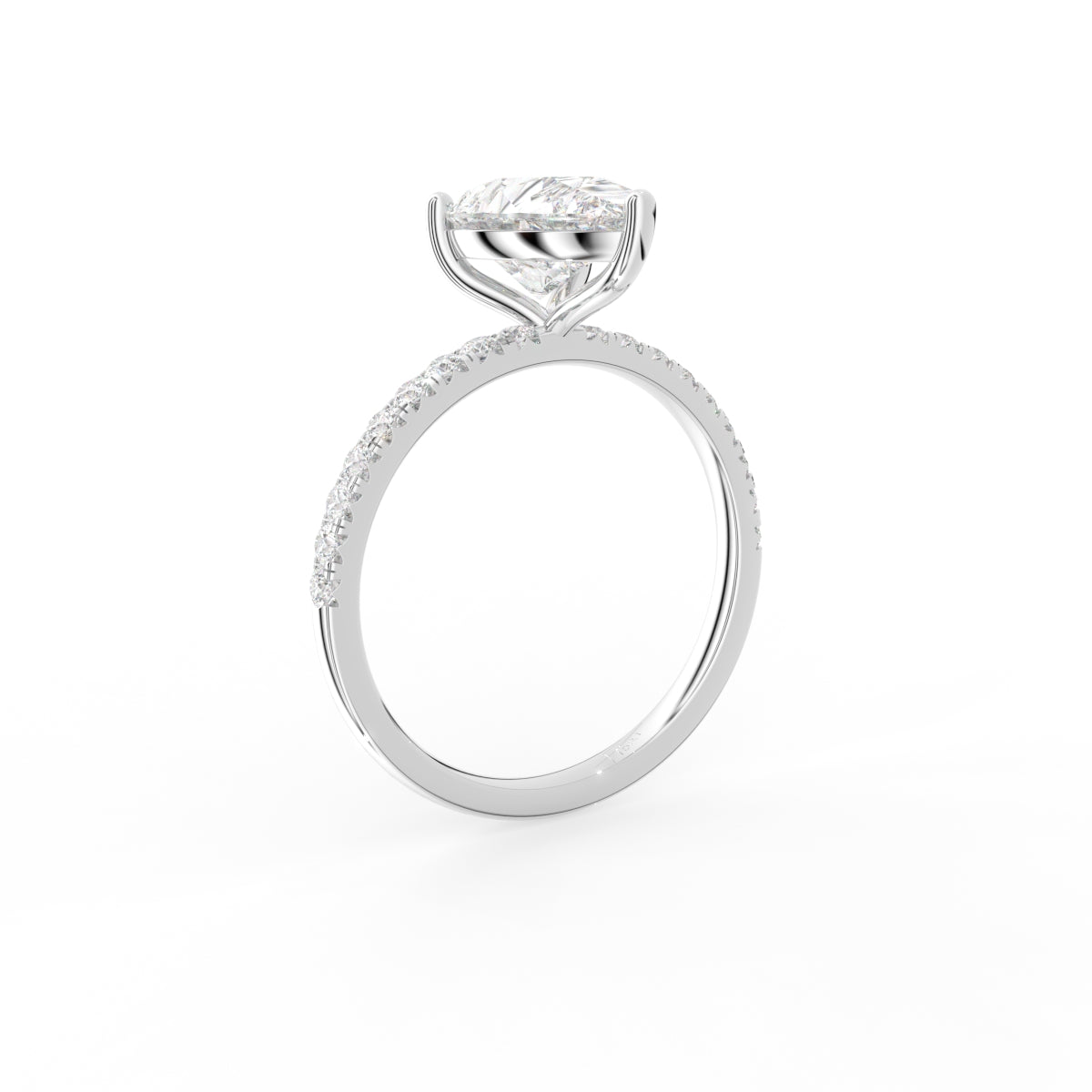 18K Solitaire Pear Diamond Engagement Ring — 3D VIEW