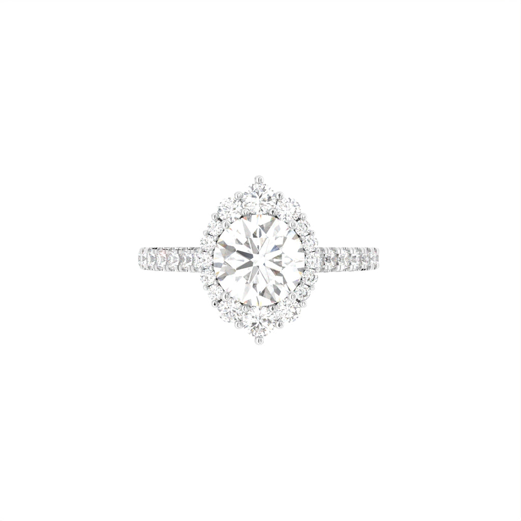 18K Halo Round Diamond Ring — TOP
