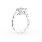 18K Trilogy Emerald-Cut Diamond Ring — 3D VIEW