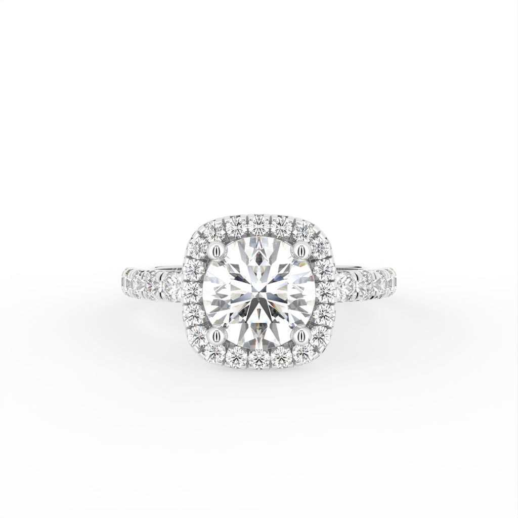 18K Halo Round Diamond Ring — TOP