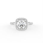 18K Halo Round Diamond Ring — TOP