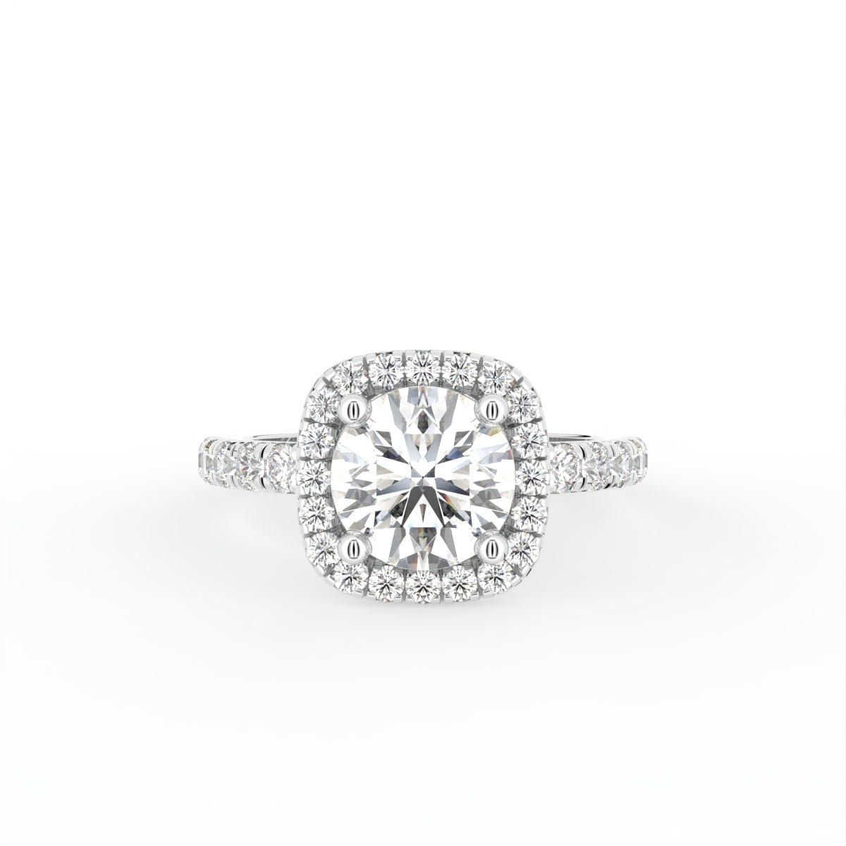 18K Halo Round Diamond Ring — TOP