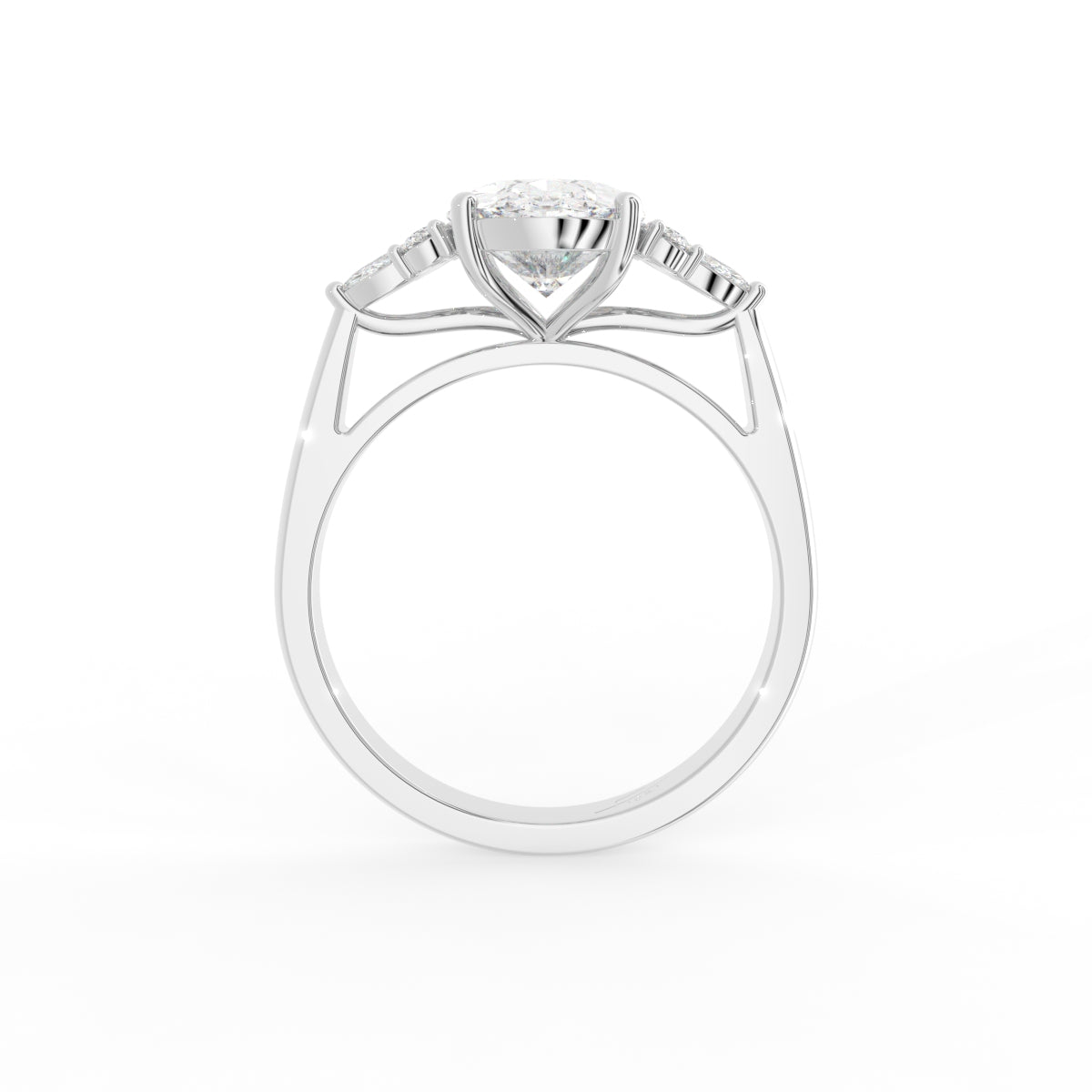 vimg:FJ6837|vimg:FJ6778|18K White Gold Solitaire Oval Diamond Engagement Ring — FRONT