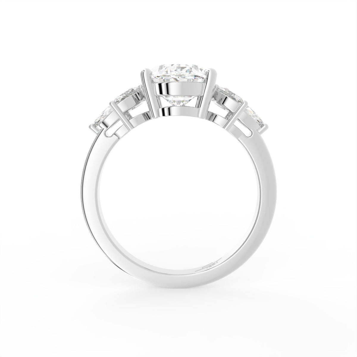 18K Bespoke Oval Marquise Diamond Ring — FRONT