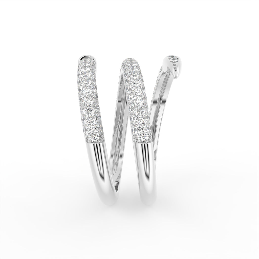 18K Spiral Pave Diamond Ring — SIDE