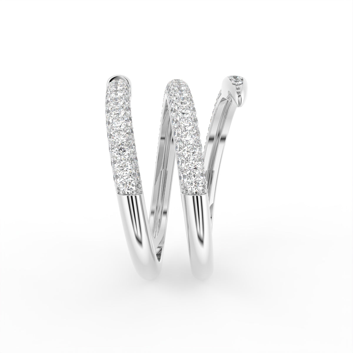 18K Spiral Pave Diamond Ring — SIDE