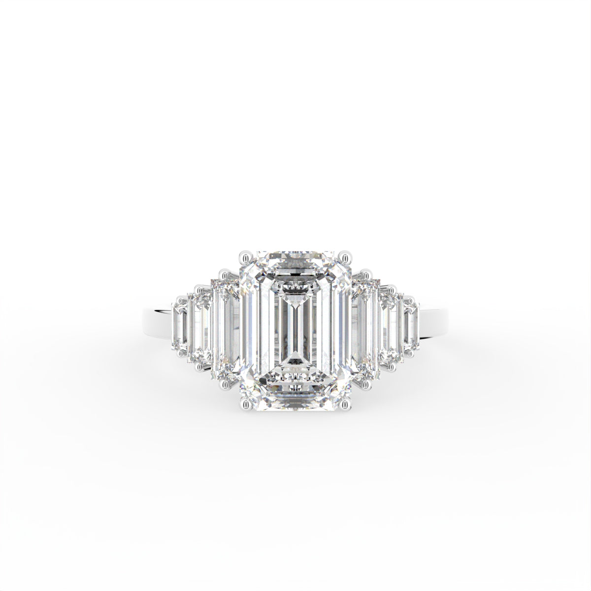 14K Yellow Gold Solitaire Emerald Diamond Ring — TOP