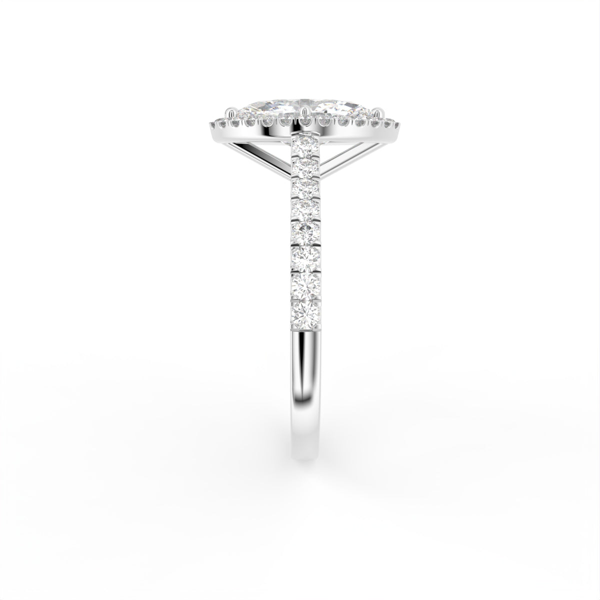 18K Halo Marquise Diamond Engagement Ring — SIDE