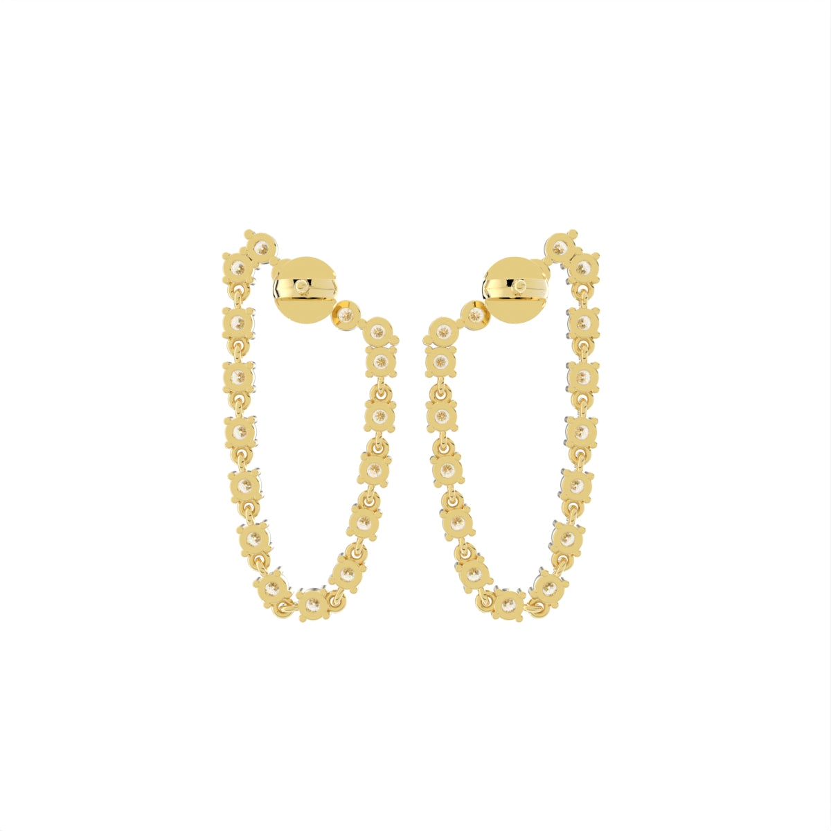 18K Yellow Gold Diamond Hoop Earrings — BACK