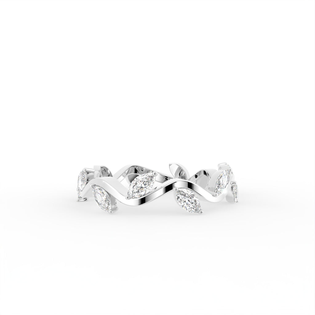 18K White Gold Marquise Diamond Band Ring — TOP