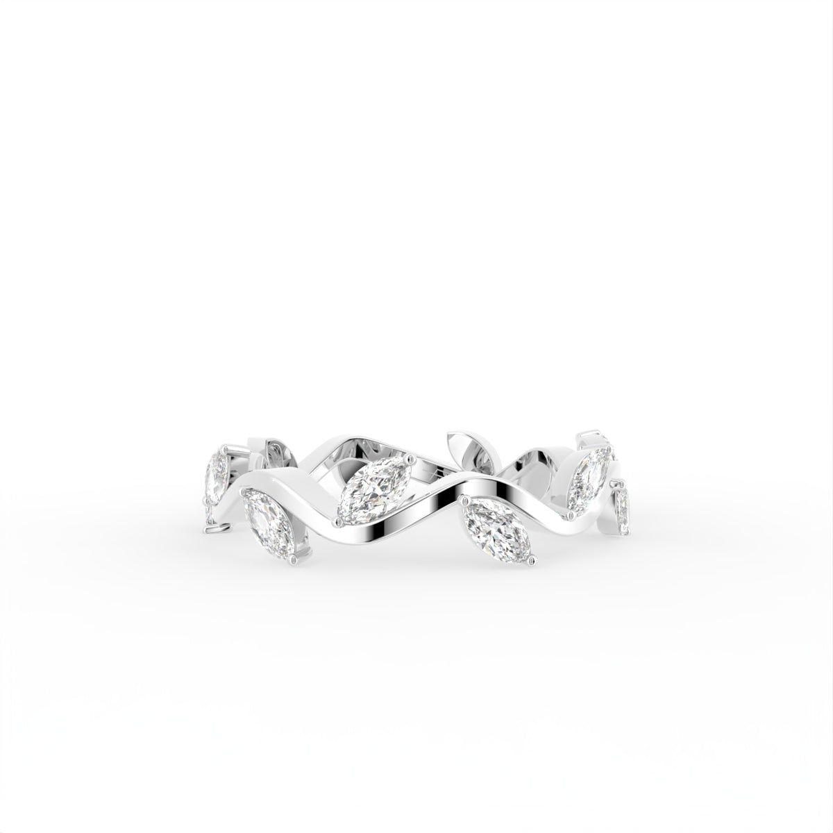 18K White Gold Marquise Diamond Band Ring — TOP