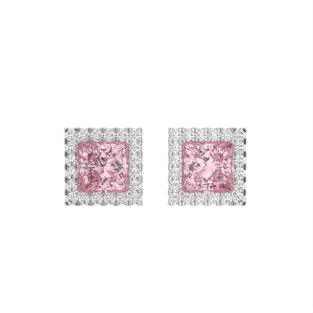 vimg:Z01799|18K Princess Halo Diamond Earrings — TOP