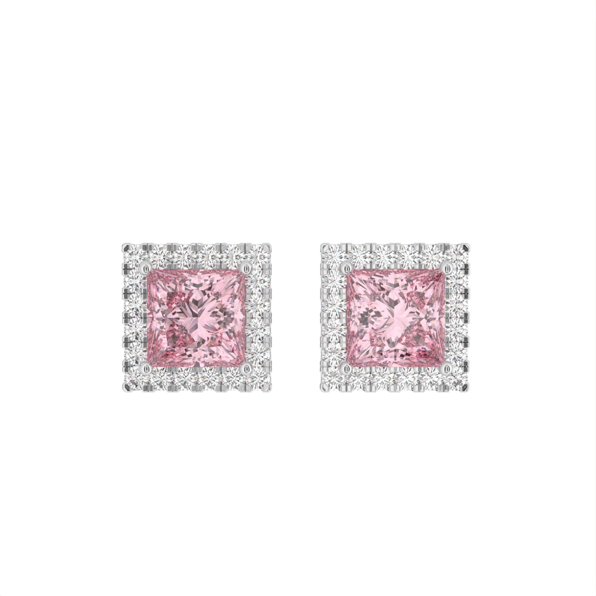 vimg:Z01799|18K Princess Halo Diamond Earrings — TOP