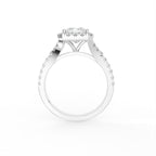 18K Halo Princess Cut Diamond Ring — FRONT