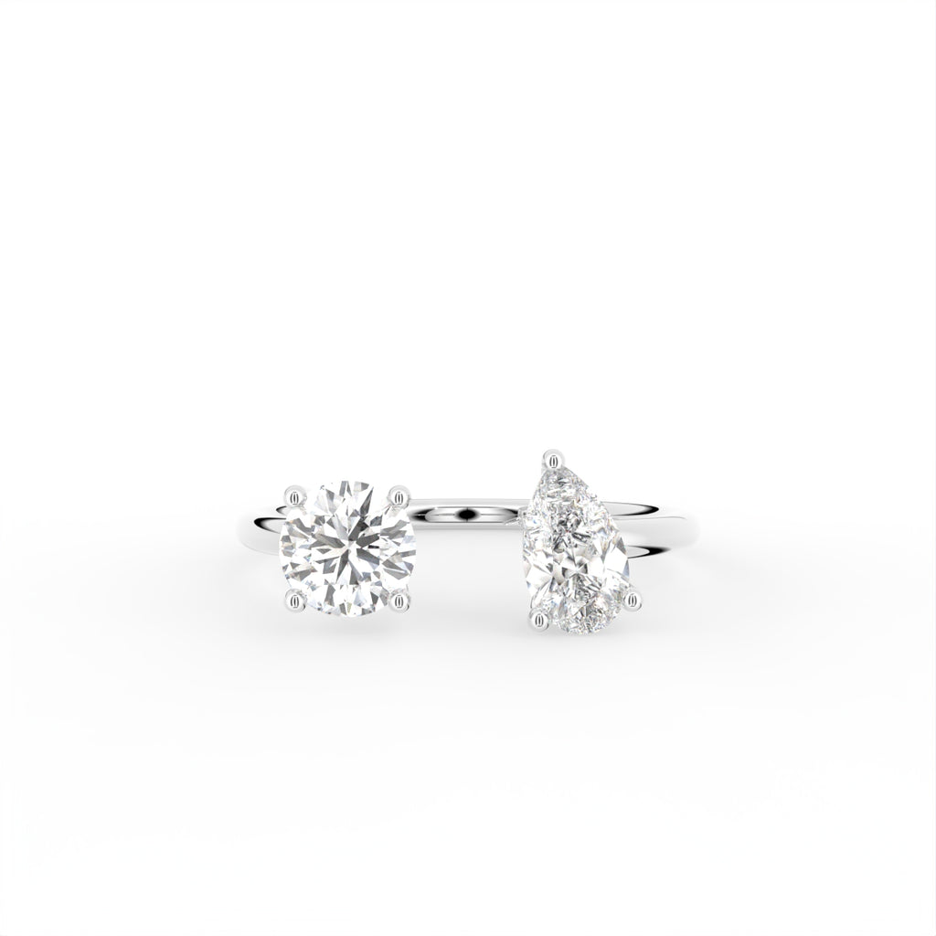 18K Bespoke Pear Diamond Open Ring — TOP
