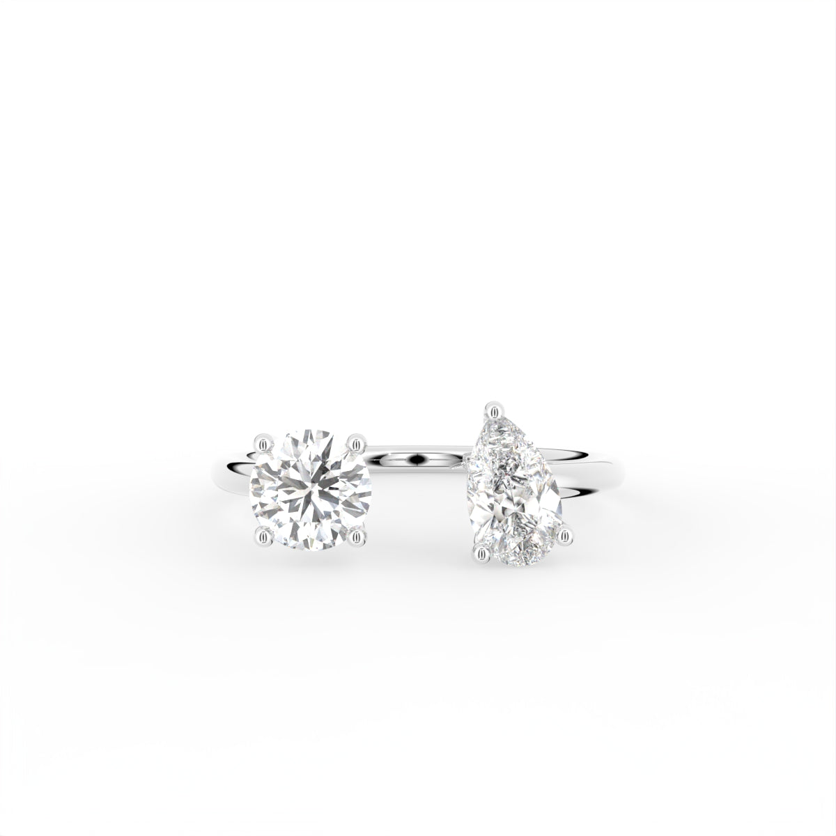 18K Bespoke Pear Diamond Open Ring — TOP
