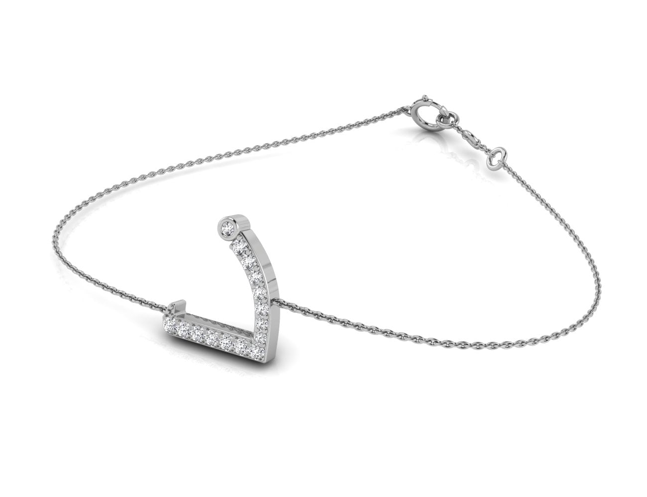 18K Arabic Alphabet Diamond Bracelet — 3D VIEW