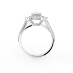 18K Halo Emerald Diamond Ring — FRONT