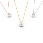 18K White Gold Solitaire Round Diamond Pendant — 3 COLOR