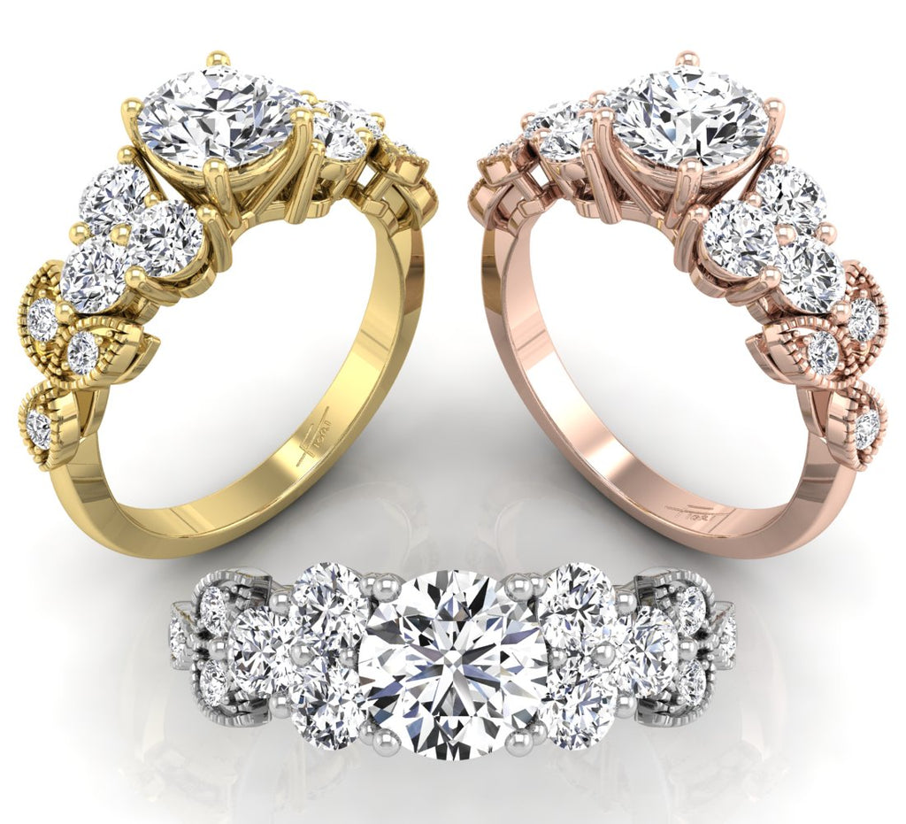 18K Bespoke Round Diamond Ring — 3 COLOR