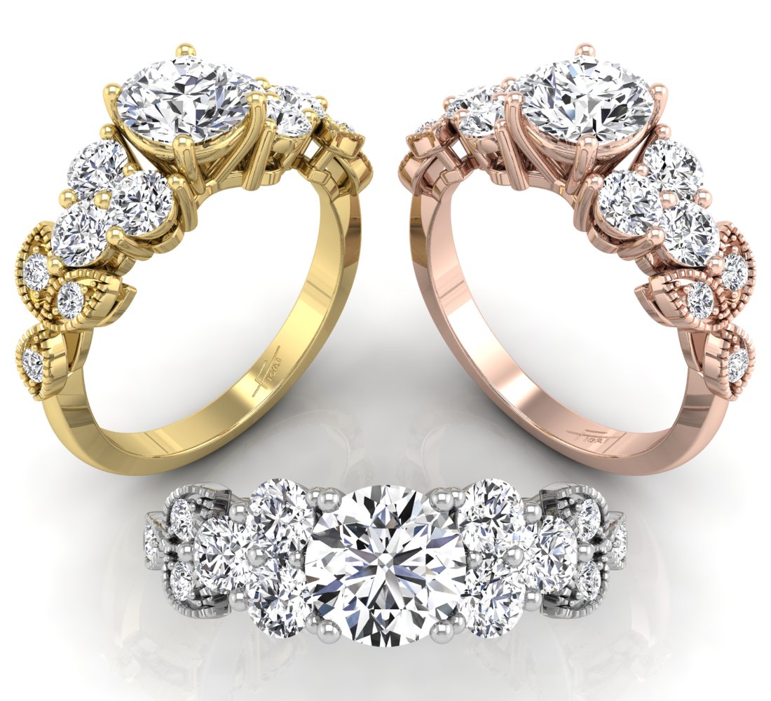 18K Bespoke Round Diamond Ring — 3 COLOR
