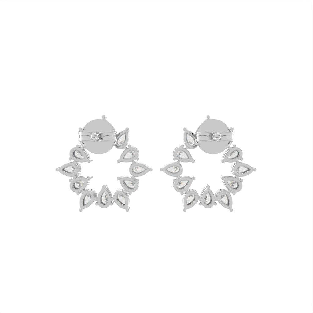 14K White Gold Pear Diamond Earrings — BACK