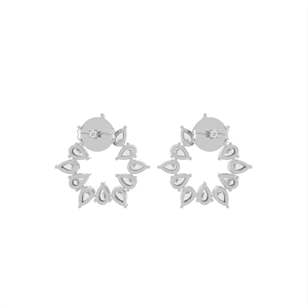 14K White Gold Pear Diamond Earrings — BACK
