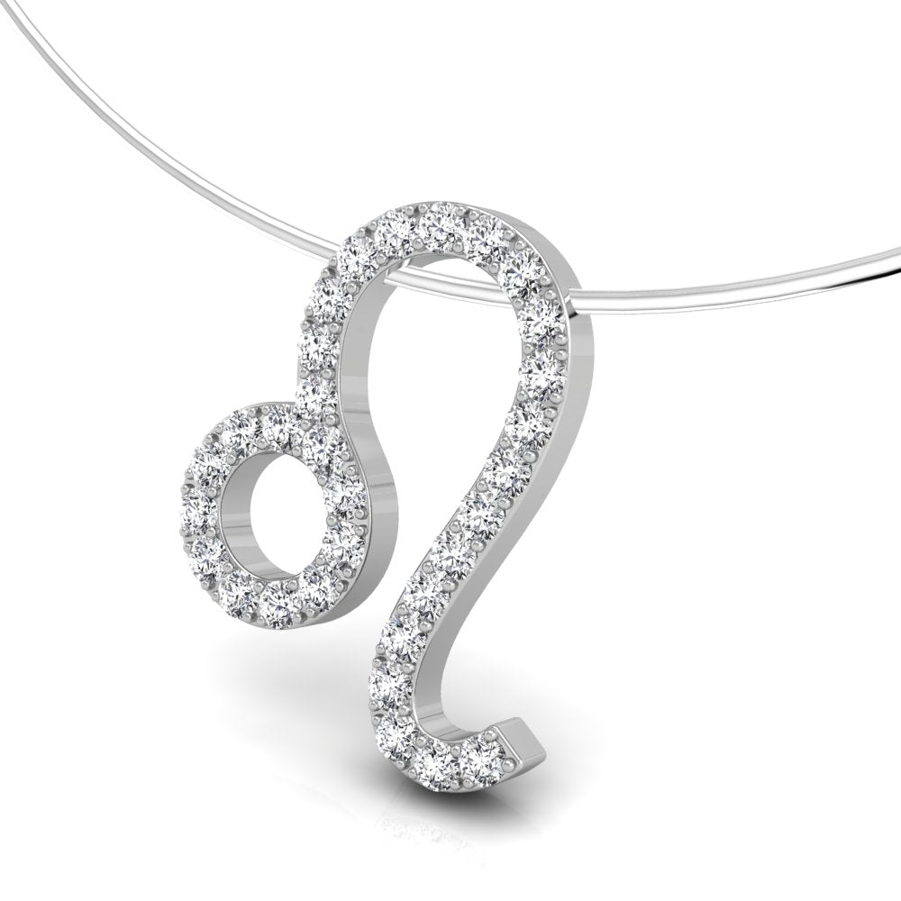 18K Zodiac Round Diamond Pendant — 3D VIEW