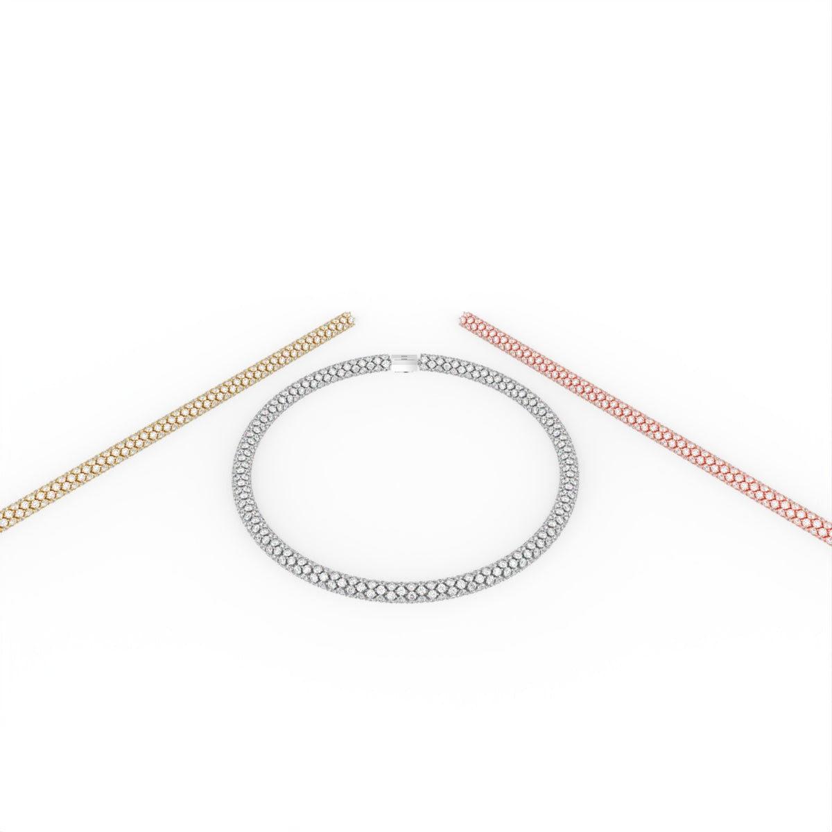 Sterling Silver Diamond Necklace — 3 COLOR