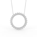 18K White Gold Geometric Marquise Diamond Pendant — FRONT