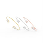 18K Emerald Cut Diamond Bangle — 3 COLOR