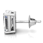 18K White Gold Solitaire Emerald Diamond Earrings — SIDE VIEW