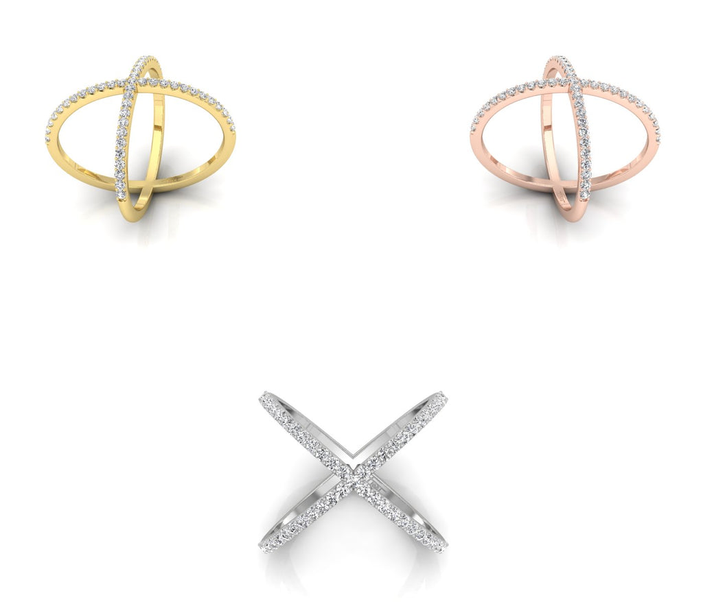 18K Crossover Diamond Ring — 3 COLOR