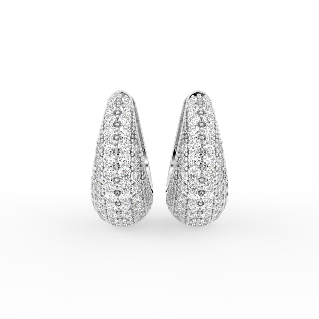 18K Chunky Pave Diamond Hoop Earrings — TOP